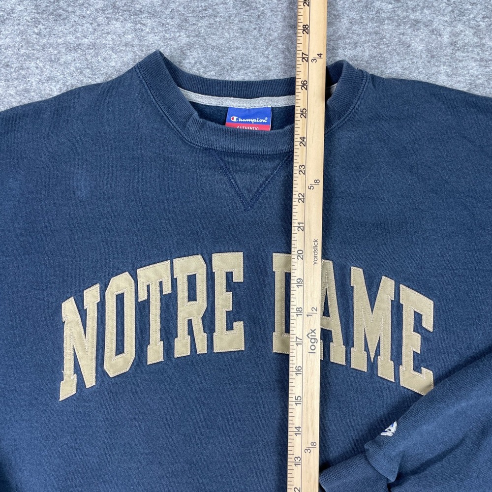 Notre Dame Sweatshirt Mens XXL Navy Champion Fighting Irish Tackle Twill Top - Picture 6 of 9